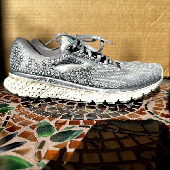 Brooks Glycerin 17 Running Shoes Lace Up Synthetic Mesh Gray Aqua Ebony 8B - Picture 3 of 7